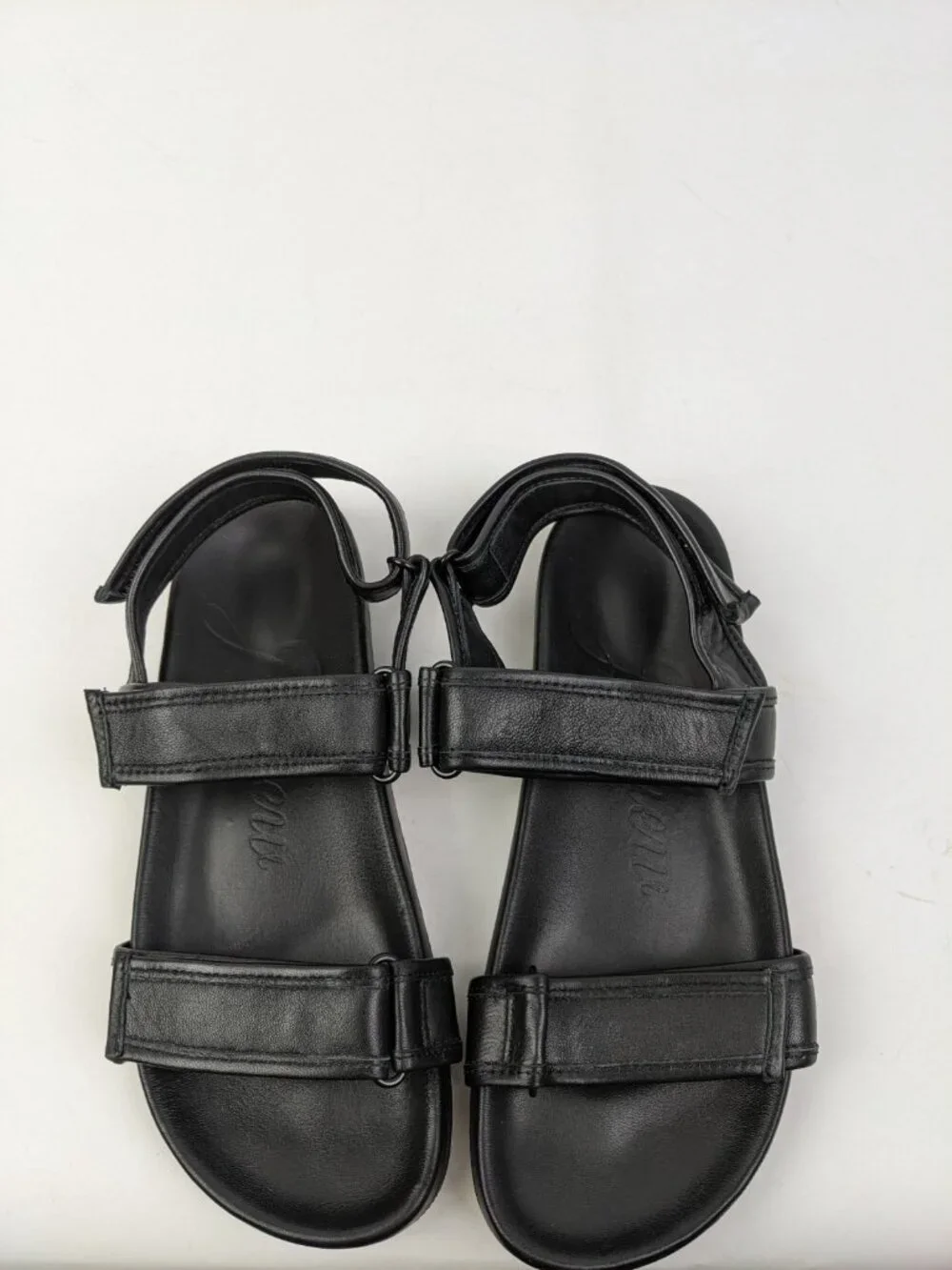 J Crew Pacific Sandals Shoes Womens Size 7 Black Leather Strappy Adjustable